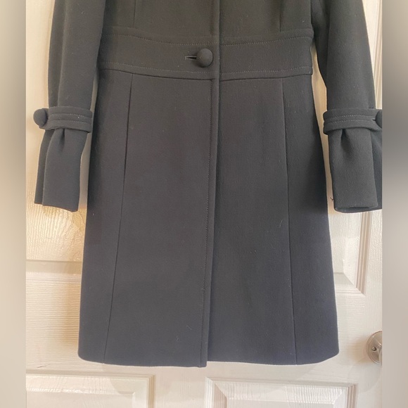 J Crew Day Coat Wool Black Mid Length Minimalist Classic Feminine Button Size 0 - Picture 7 of 16